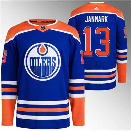 Men Edmonton Oilers 13 Mattias Janmark Royal Stitched Jersey Men Edmonton Oilers 13 Mattias Janmark Royal Stitched Jersey