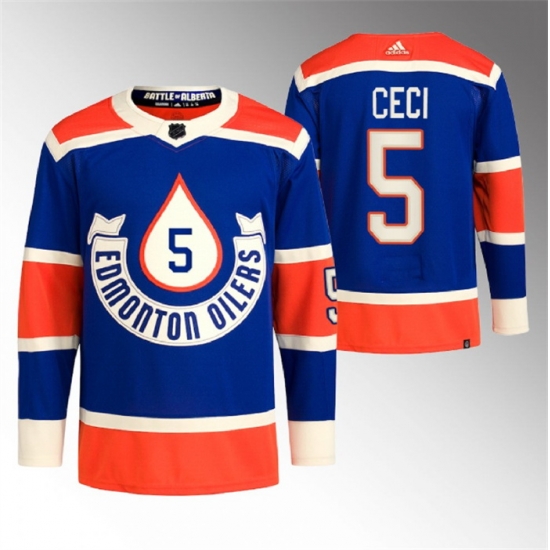 Men Edmonton Oilers 5 Cody Ceci 2023 Royal Heritage Classic Primegreen Stitched Jersey Men Edmonton Oilers 5 Cody Ceci 2023 Royal Heritage Classic Primegreen Stitched Jersey