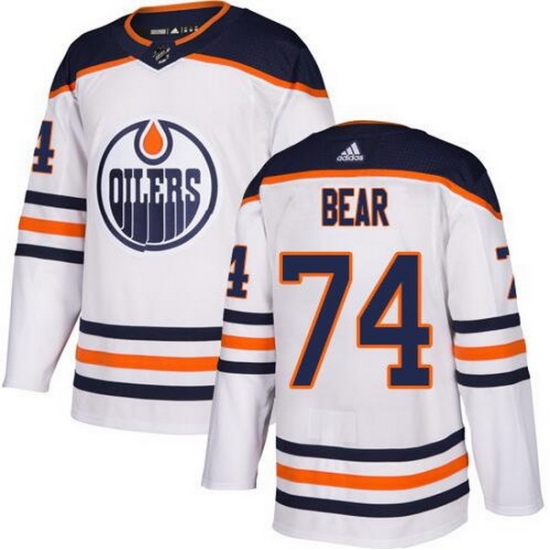 Men Edmonton Oilers 74 Ethan Bear White Adidas Jersey Men Edmonton Oilers 74 Ethan Bear White Adidas Jersey