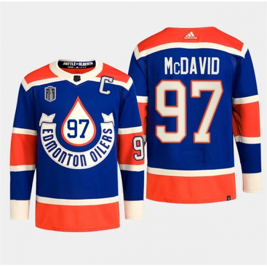 Men Edmonton Oilers 97 Connor McDavid Royal 2024 Stanley Cup Final Patch Heritage Classic Primegreen Stitched Jersey Men Edmonton Oilers 97 Connor McDavid Royal 2024 Stanley Cup Final Patch Heritage Classic Primegreen Stitched Jersey