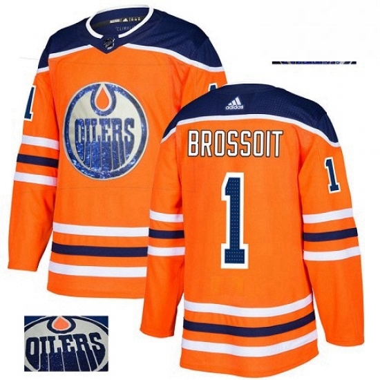 Mens Adidas Edmonton Oilers 1 Laurent Brossoit Authentic Orange Fashion Gold NHL Jersey Mens Adidas Edmonton Oilers 1 Laurent Brossoit Authentic Orange Fashion Gold NHL Jersey