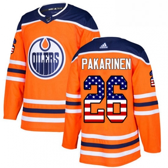 Mens Adidas Edmonton Oilers 26 Iiro Pakarinen Authentic Orange USA Flag Fashion NHL Jersey Mens Adidas Edmonton Oilers 26 Iiro Pakarinen Authentic Orange USA Flag Fashion NHL Jersey