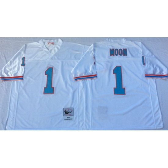 Oilers 1 Warren Moon White Throwback Jersey Oilers 1 Warren Moon White Throwback Jersey