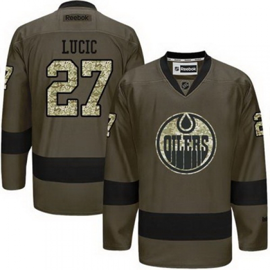 Oilers #27 Milan Lucic Green Salute to Service Stitched NHL Jersey Oilers #27 Milan Lucic Green Salute to Service Stitched NHL Jersey