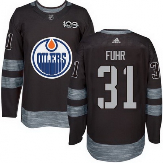 Oilers #31 Grant Fuhr Black 1917 2017 100th Anniversary Stitched NHL Jersey Oilers #31 Grant Fuhr Black 1917 2017 100th Anniversary Stitched NHL Jersey