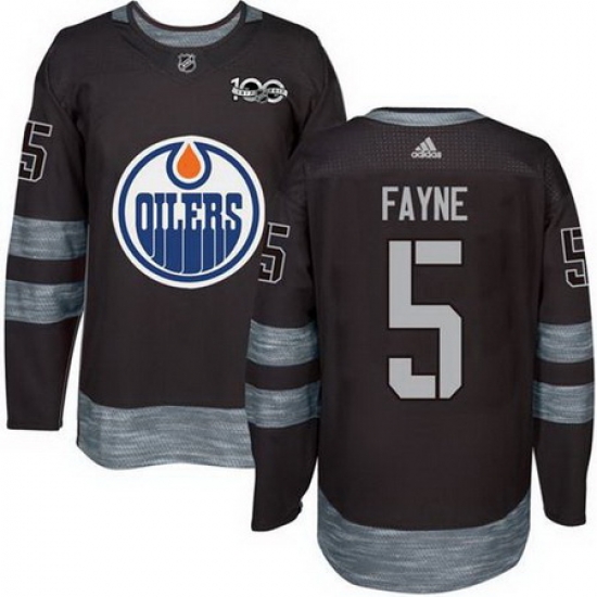 Oilers #5 Mark Fayne Black 1917 2017 100th Anniversary Stitched NHL Jersey Oilers #5 Mark Fayne Black 1917 2017 100th Anniversary Stitched NHL Jersey