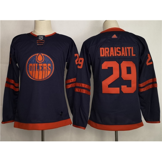 Women Adidas Edmonton Oilers #29 Leon Draisaitl Navy 50th Anniversary Adidas Jersey A patch Women Adidas Edmonton Oilers #29 Leon Draisaitl Navy 50th Anniversary Adidas Jersey A patch