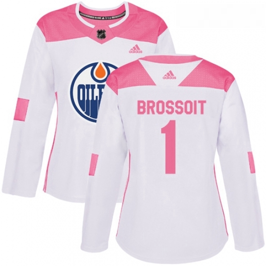 Womens Adidas Edmonton Oilers 1 Laurent Brossoit Authentic WhitePink Fashion NHL Jersey Womens Adidas Edmonton Oilers 1 Laurent Brossoit Authentic WhitePink Fashion NHL Jersey