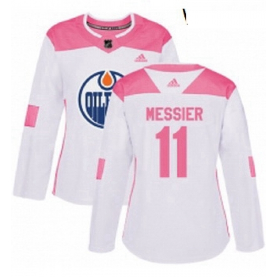 Womens Adidas Edmonton Oilers 11 Mark Messier Authentic WhitePink Fashion NHL Jersey Womens Adidas Edmonton Oilers 11 Mark Messier Authentic WhitePink Fashion NHL Jersey