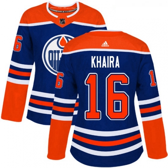 Womens Adidas Edmonton Oilers 16 Jujhar Khaira Authentic Royal Blue Alternate NHL Jersey Womens Adidas Edmonton Oilers 16 Jujhar Khaira Authentic Royal Blue Alternate NHL Jersey