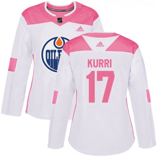 Womens Adidas Edmonton Oilers 17 Jari Kurri Authentic WhitePink Fashion NHL Jersey Womens Adidas Edmonton Oilers 17 Jari Kurri Authentic WhitePink Fashion NHL Jersey