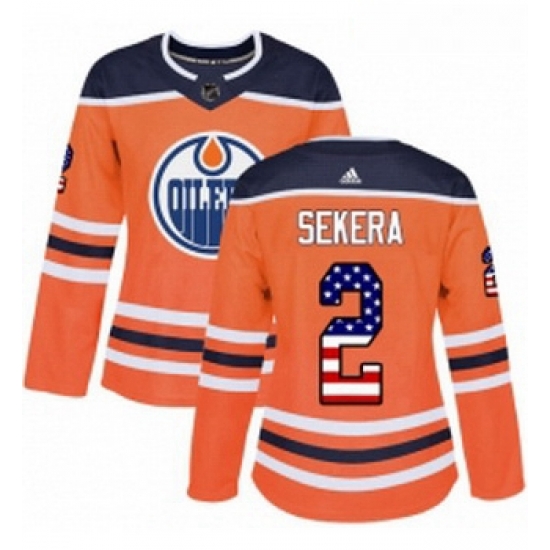 Womens Adidas Edmonton Oilers 2 Andrej Sekera Authentic Orange USA Flag Fashion NHL Jersey Womens Adidas Edmonton Oilers 2 Andrej Sekera Authentic Orange USA Flag Fashion NHL Jersey