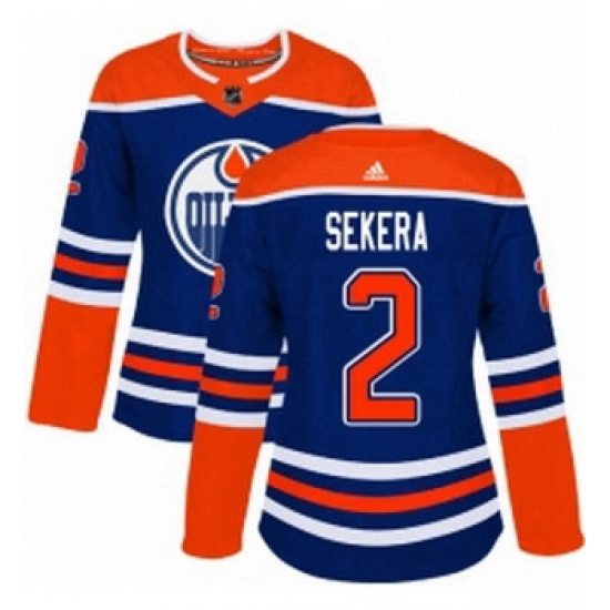 Womens Adidas Edmonton Oilers 2 Andrej Sekera Authentic Royal Blue Alternate NHL Jersey Womens Adidas Edmonton Oilers 2 Andrej Sekera Authentic Royal Blue Alternate NHL Jersey
