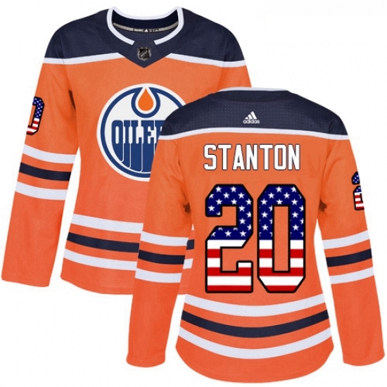 Womens Adidas Edmonton Oilers 20 Ryan Stanton Authentic Orange USA Flag Fashion NHL Jersey Womens Adidas Edmonton Oilers 20 Ryan Stanton Authentic Orange USA Flag Fashion NHL Jersey