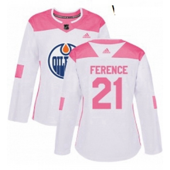 Womens Adidas Edmonton Oilers 21 Andrew Ference Authentic WhitePink Fashion NHL Jersey Womens Adidas Edmonton Oilers 21 Andrew Ference Authentic WhitePink Fashion NHL Jersey