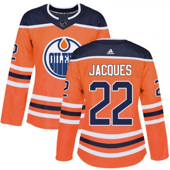 Womens Adidas Edmonton Oilers 22 Jean Francois Jacques Authentic Orange Home NHL Jersey Womens Adidas Edmonton Oilers 22 Jean Francois Jacques Authentic Orange Home NHL Jersey