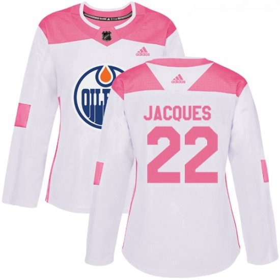Womens Adidas Edmonton Oilers 22 Jean Francois Jacques Authentic WhitePink Fashion NHL Jersey Womens Adidas Edmonton Oilers 22 Jean Francois Jacques Authentic WhitePink Fashion NHL Jersey