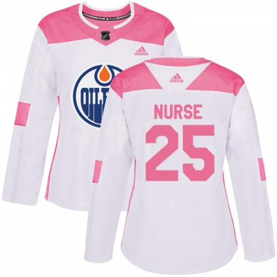 Womens Adidas Edmonton Oilers 25 Darnell Nurse Authentic WhitePink Fashion NHL Jersey Womens Adidas Edmonton Oilers 25 Darnell Nurse Authentic WhitePink Fashion NHL Jersey
