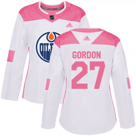 Womens Adidas Edmonton Oilers 27 Boyd Gordon Authentic WhitePink Fashion NHL Jersey Womens Adidas Edmonton Oilers 27 Boyd Gordon Authentic WhitePink Fashion NHL Jersey