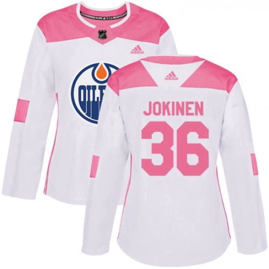 Womens Adidas Edmonton Oilers 36 Jussi Jokinen Authentic WhitePink Fashion NHL Jersey Womens Adidas Edmonton Oilers 36 Jussi Jokinen Authentic WhitePink Fashion NHL Jersey