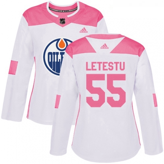 Womens Adidas Edmonton Oilers 55 Mark Letestu Authentic WhitePink Fashion NHL Jersey Womens Adidas Edmonton Oilers 55 Mark Letestu Authentic WhitePink Fashion NHL Jersey
