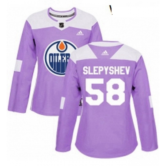 Womens Adidas Edmonton Oilers 58 Anton Slepyshev Authentic Purple Fights Cancer Practice NHL Jersey Womens Adidas Edmonton Oilers 58 Anton Slepyshev Authentic Purple Fights Cancer Practice NHL Jersey
