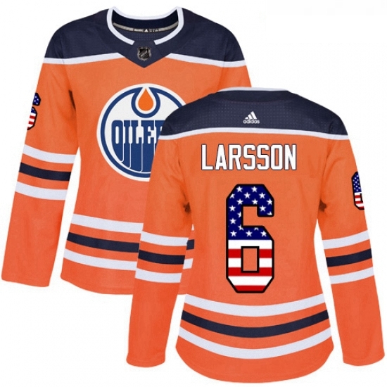 Womens Adidas Edmonton Oilers 6 Adam Larsson Authentic Orange USA Flag Fashion NHL Jersey Womens Adidas Edmonton Oilers 6 Adam Larsson Authentic Orange USA Flag Fashion NHL Jersey