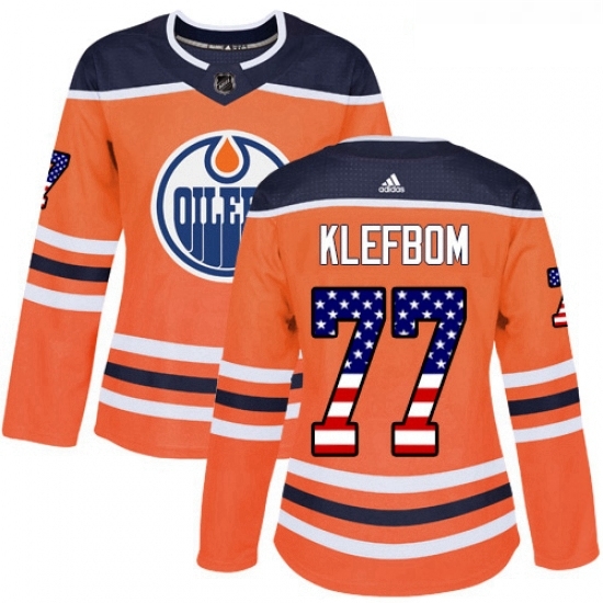 Womens Adidas Edmonton Oilers 77 Oscar Klefbom Authentic Orange USA Flag Fashion NHL Jersey Womens Adidas Edmonton Oilers 77 Oscar Klefbom Authentic Orange USA Flag Fashion NHL Jersey