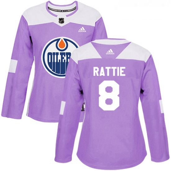 Womens Adidas Edmonton Oilers 8 Ty Rattie Authentic Purple Fights Cancer Practice NHL Jersey Womens Adidas Edmonton Oilers 8 Ty Rattie Authentic Purple Fights Cancer Practice NHL Jersey