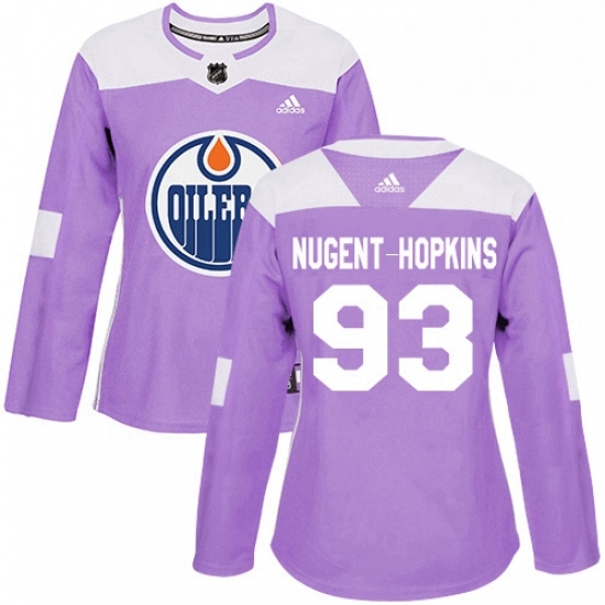Womens Adidas Edmonton Oilers 93 Ryan Nugent Hopkins Authentic Purple Fights Cancer Practice NHL Jersey Womens Adidas Edmonton Oilers 93 Ryan Nugent Hopkins Authentic Purple Fights Cancer Practice NHL Jersey