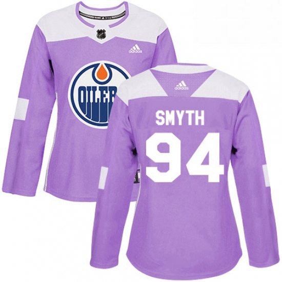 Womens Adidas Edmonton Oilers 94 Ryan Smyth Authentic Purple Fights Cancer Practice NHL Jersey Womens Adidas Edmonton Oilers 94 Ryan Smyth Authentic Purple Fights Cancer Practice NHL Jersey