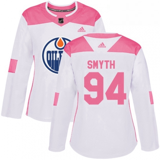 Womens Adidas Edmonton Oilers 94 Ryan Smyth Authentic WhitePink Fashion NHL Jersey Womens Adidas Edmonton Oilers 94 Ryan Smyth Authentic WhitePink Fashion NHL Jersey