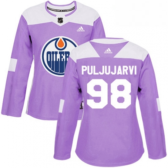 Womens Adidas Edmonton Oilers 98 Jesse Puljujarvi Authentic Purple Fights Cancer Practice NHL Jersey Womens Adidas Edmonton Oilers 98 Jesse Puljujarvi Authentic Purple Fights Cancer Practice NHL Jersey