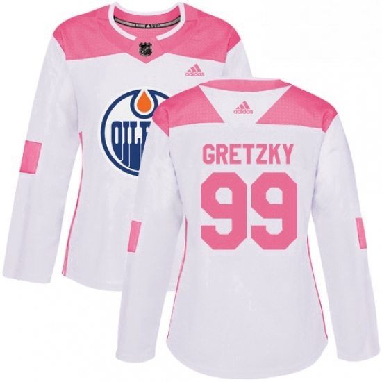 Womens Adidas Edmonton Oilers 99 Wayne Gretzky Authentic WhitePink Fashion NHL Jersey Womens Adidas Edmonton Oilers 99 Wayne Gretzky Authentic WhitePink Fashion NHL Jersey