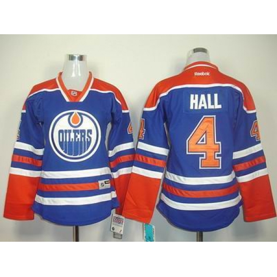 women Edmonton Oilers #4 Taylor Hall LT Blue Jerseys women Edmonton Oilers #4 Taylor Hall LT Blue Jerseys