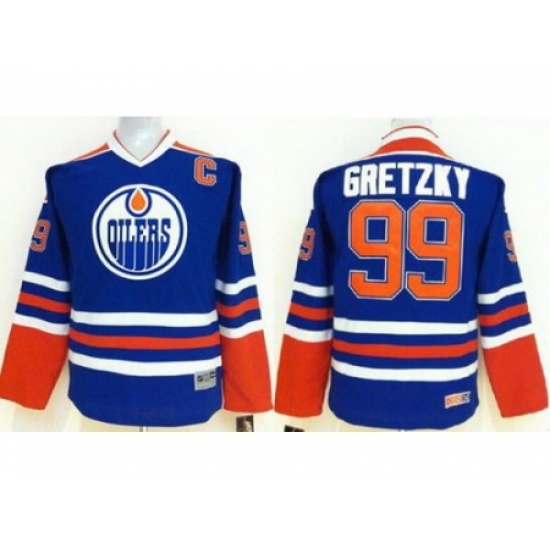 Kids Edmonton Oilers 99 Wayne Gretzky Blue NHL Jersey Kids Edmonton Oilers 99 Wayne Gretzky Blue NHL Jersey