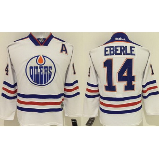 Oilers #14 Jordan Eberle White Stitched Youth NHL Jersey II Oilers #14 Jordan Eberle White Stitched Youth NHL Jersey II