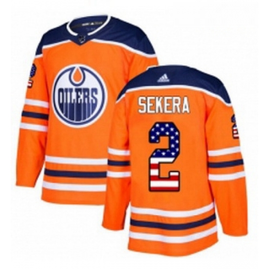 Youth Adidas Edmonton Oilers 2 Andrej Sekera Authentic Orange USA Flag Fashion NHL Jersey Youth Adidas Edmonton Oilers 2 Andrej Sekera Authentic Orange USA Flag Fashion NHL Jersey