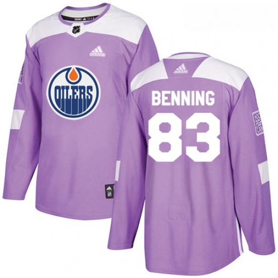 Youth Adidas Edmonton Oilers 83 Matt Benning Authentic Purple Fights Cancer Practice NHL Jersey Youth Adidas Edmonton Oilers 83 Matt Benning Authentic Purple Fights Cancer Practice NHL Jersey