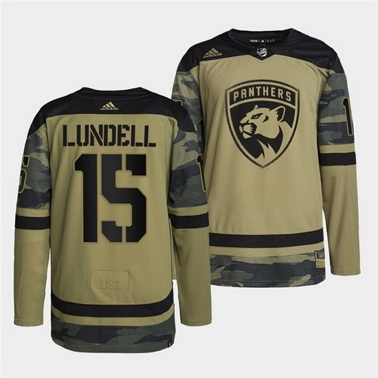 Men Florida Panthers 15 Anton Lundell 2022 Camo Military Appreciation Night Stitched jersey Men Florida Panthers 15 Anton Lundell 2022 Camo Military Appreciation Night Stitched jersey