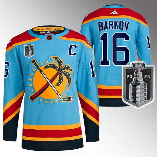 Men Florida Panthers 16 Aleksander Barkov Blue 2023 Stanley Cup Final Reverse Retro Stitched Jersey Men Florida Panthers 16 Aleksander Barkov Blue 2023 Stanley Cup Final Reverse Retro Stitched Jersey