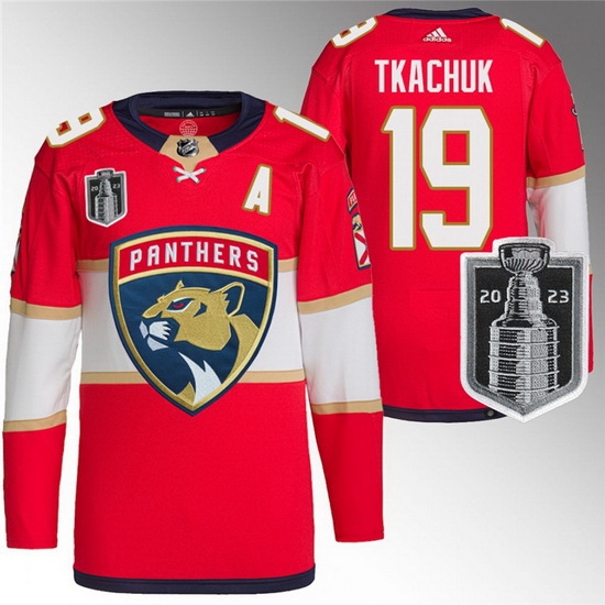 Men Florida Panthers 19 Matthew Tkachuk Red 2023 Stanley Cup Final Stitched Jersey Men Florida Panthers 19 Matthew Tkachuk Red 2023 Stanley Cup Final Stitched Jersey