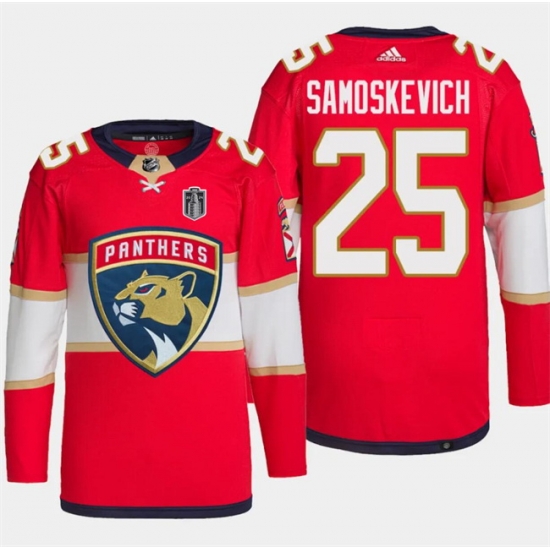 Men Florida Panthers 25 Mackie Samoskevich Red 2024 Stanley Cup Final Patch Stitched Jersey Men Florida Panthers 25 Mackie Samoskevich Red 2024 Stanley Cup Final Patch Stitched Jersey