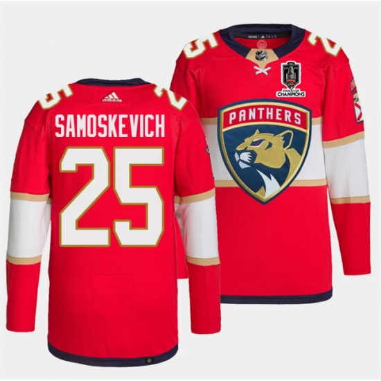 Men Florida Panthers 25 Mackie Samoskevich Red Home 2024 Stanley Cup Champions Stitched Jersey Men Florida Panthers 25 Mackie Samoskevich Red Home 2024 Stanley Cup Champions Stitched Jersey