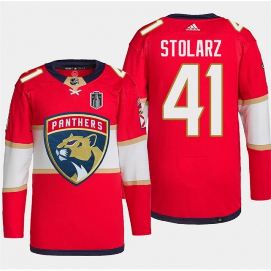 Men Florida Panthers 41 Anthony Stolarz Red 2024 Stanley Cup Final Patch Stitched Jersey Men Florida Panthers 41 Anthony Stolarz Red 2024 Stanley Cup Final Patch Stitched Jersey