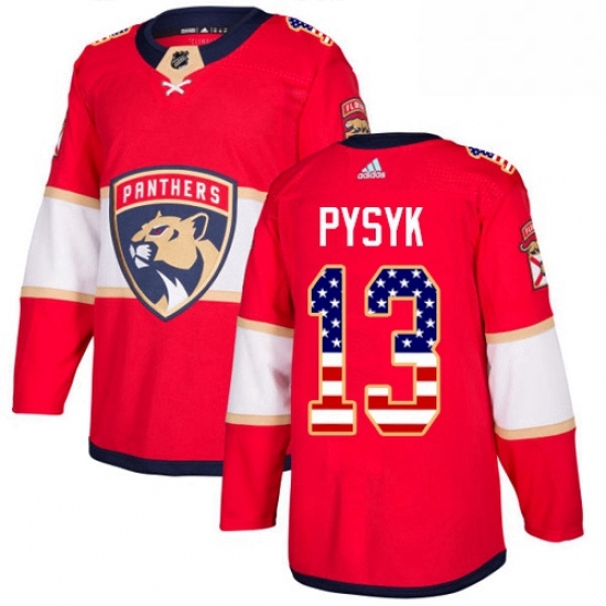 Mens Adidas Florida Panthers 13 Mark Pysyk Authentic Red USA Flag Fashion NHL Jersey Mens Adidas Florida Panthers 13 Mark Pysyk Authentic Red USA Flag Fashion NHL Jersey