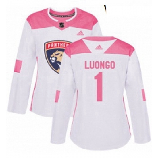 Womens Adidas Florida Panthers 1 Roberto Luongo Authentic WhitePink Fashion NHL Jersey Womens Adidas Florida Panthers 1 Roberto Luongo Authentic WhitePink Fashion NHL Jersey