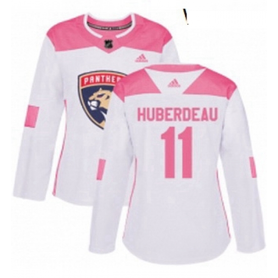 Womens Adidas Florida Panthers 11 Jonathan Huberdeau Authentic WhitePink Fashion NHL Jersey Womens Adidas Florida Panthers 11 Jonathan Huberdeau Authentic WhitePink Fashion NHL Jersey