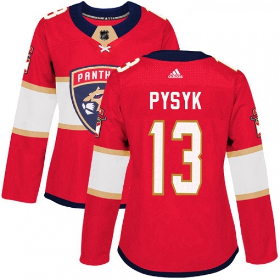 Womens Adidas Florida Panthers 13 Mark Pysyk Authentic Red Home NHL Jersey Womens Adidas Florida Panthers 13 Mark Pysyk Authentic Red Home NHL Jersey