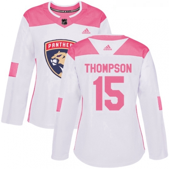 Womens Adidas Florida Panthers 15 Paul Thompson Authentic White Pink Fashion NHL Jersey Womens Adidas Florida Panthers 15 Paul Thompson Authentic White Pink Fashion NHL Jersey